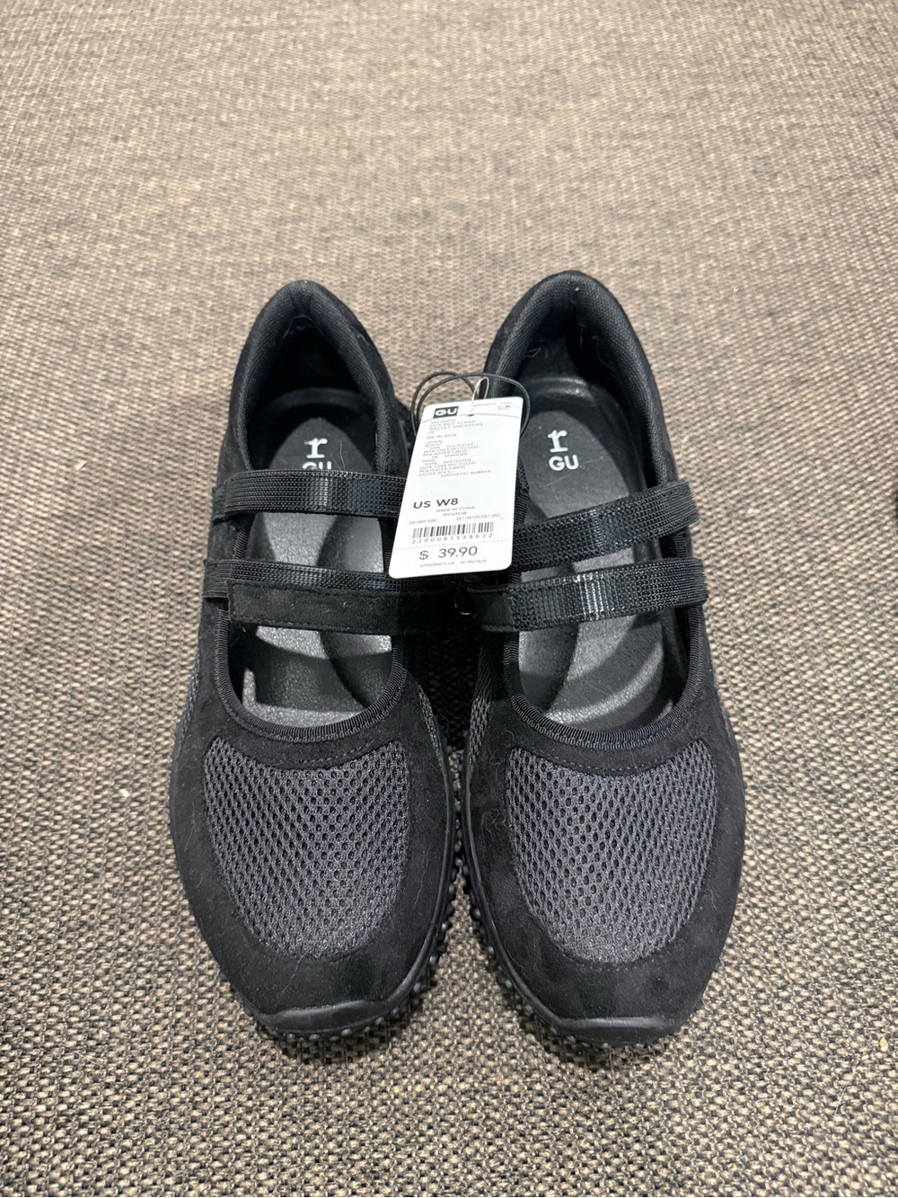 GU Women's Black Mary Jane Ballet Sneakers